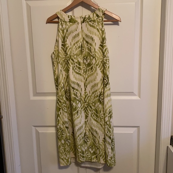 Women’s Linen Sleeveless Jessica Howard Green Ikat Dress - 12 - Picture 3 of 4